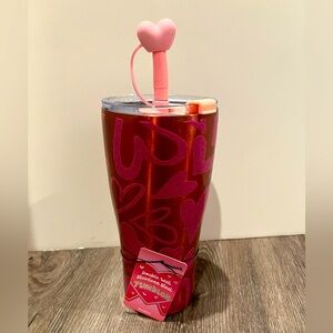 Super Cute Shimmering Hearts Tumbler with Heart Topper- 30 oz- NWT